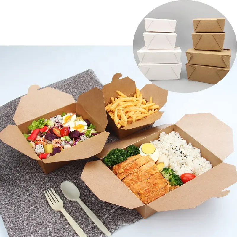 Cajas de papel de calidad alimentaria biodegradables con logotipo personalizado
