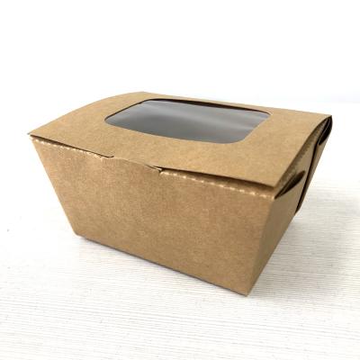 Cajas de papel para llevar de ensalada Kraft biodegradable con ventana de mascotas
