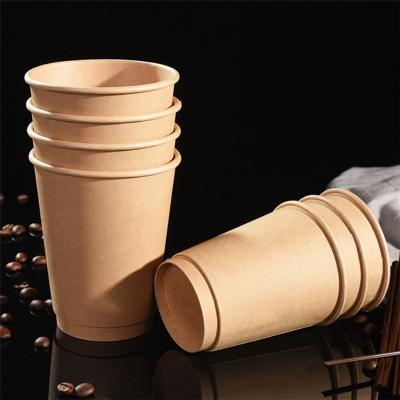 Tazas de café de papel kraft marrón desechables con tapas