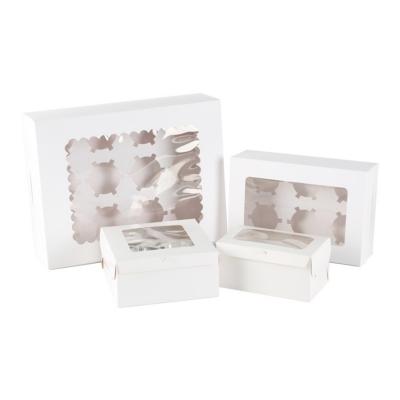 Cajas de papel de cartón blanco reciclables Portadores para tortas Muffins