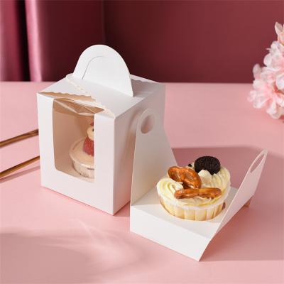 Cajas de embalaje individuales de Muffin individuales de cartulina blanca con ventana transparente