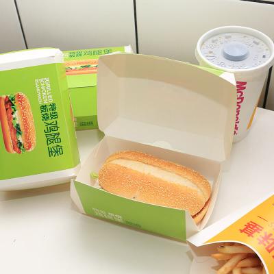 caja de papel de embalaje de hamburguesa de cartón plegable impresa personalizada
