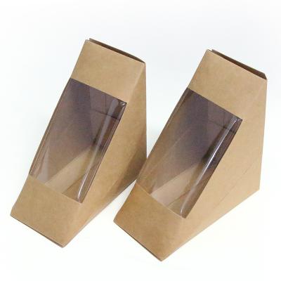 cajas de sándwich de papel artesanal con logotipo personalizado de ventana
