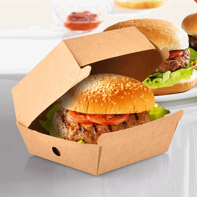 embalaje de caja de hamburguesa de papel kraft creativo desechable

