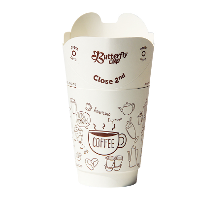 Bebida fría Café Soda Vaso de papel de mariposa de pared simple

