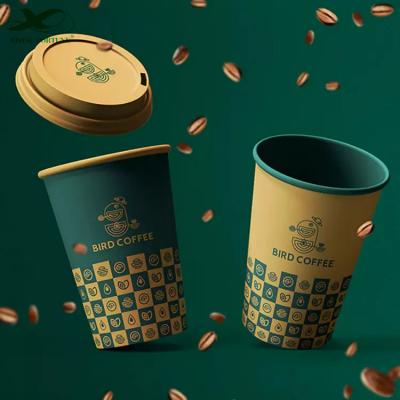 Vasos de papel de diseño personalizado, tazas de café onduladas desechables
