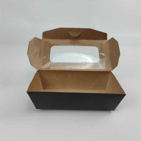 Caja con tapa de cartón para take away, Packaging celulosa kraft